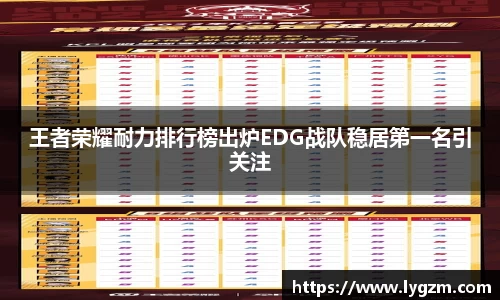 王者荣耀耐力排行榜出炉EDG战队稳居第一名引关注
